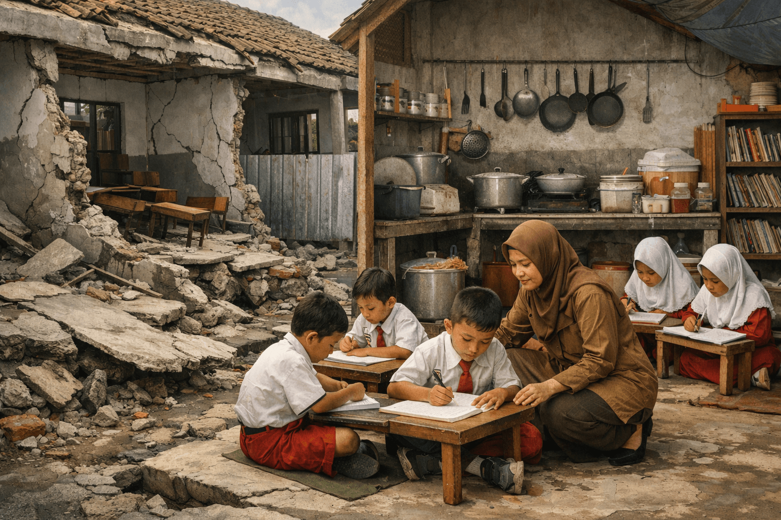 Gedung Baru Setahun Sudah Amblas, Siswa SD di Pandeglang Terusir ke Dapur Sekolah