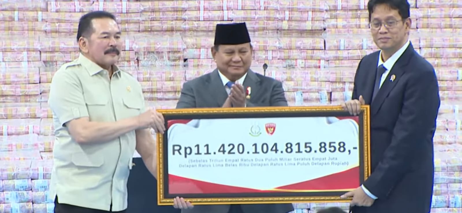 Prabowo Semringah, Kejagung Setor Rp11,4 Triliun Hasil Denda Kehutanan dan Korupsi