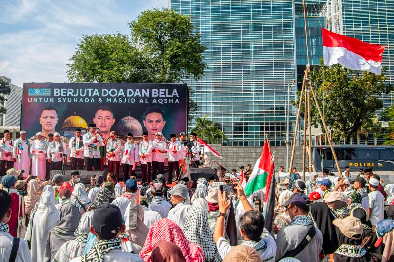 FOTO: Aksi Bela Palestina di depan Kedubes AS di Jakarta