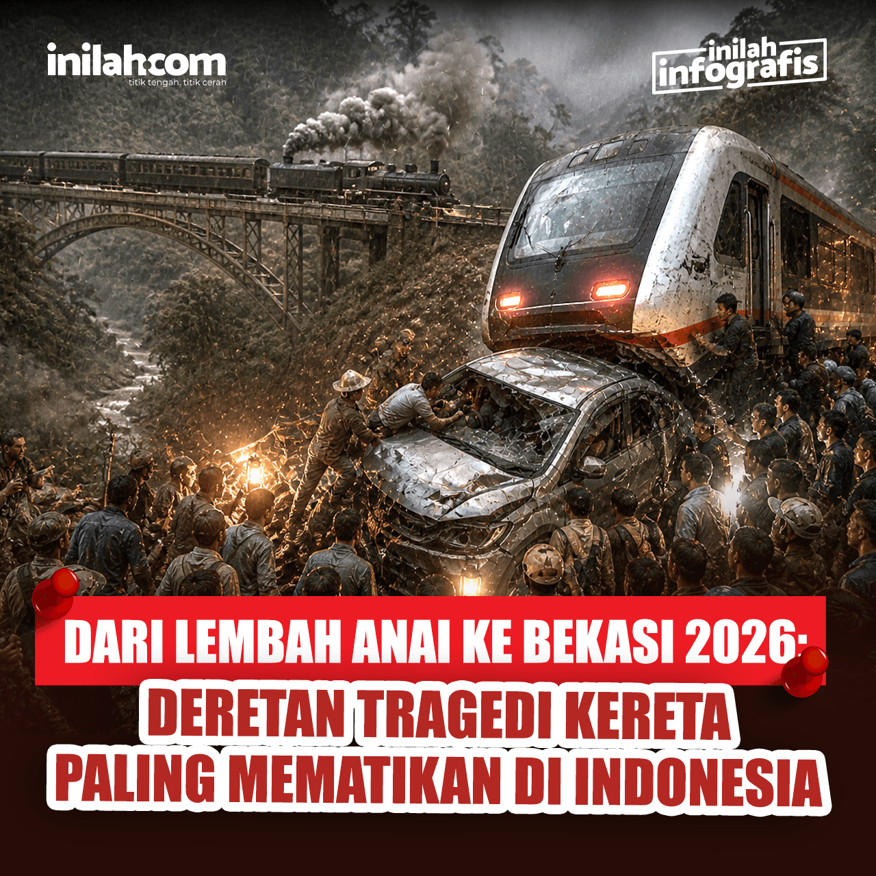 Dari Lembah Anai ke Bekasi 2026, Deretan Tragedi Kereta Paling Mematikan di Indonesia