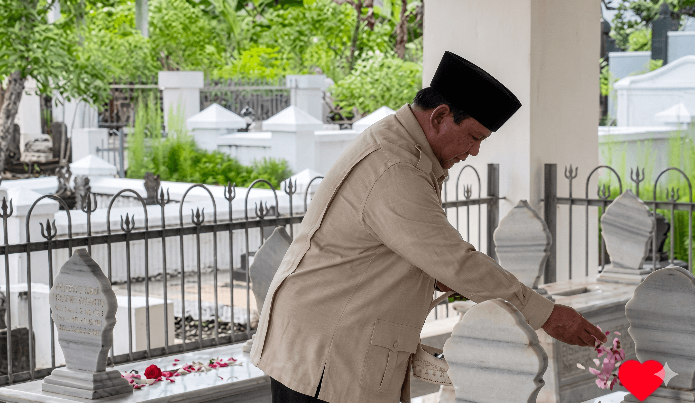 Prabowo Ziarah ke Makam Kakek-Neneknya di Desa Dawuhan Banyumas