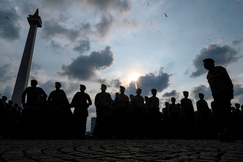 FOTO: Apel Pasukan Pengamanan Hari Buruh di Monas
