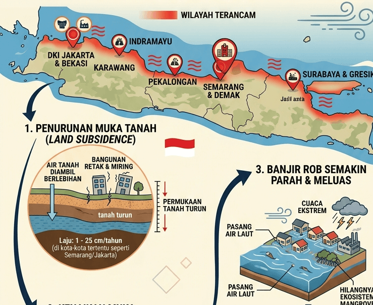 Termasuk Jakarta, Pesisir Jawa Terancam Tenggelam 2050!